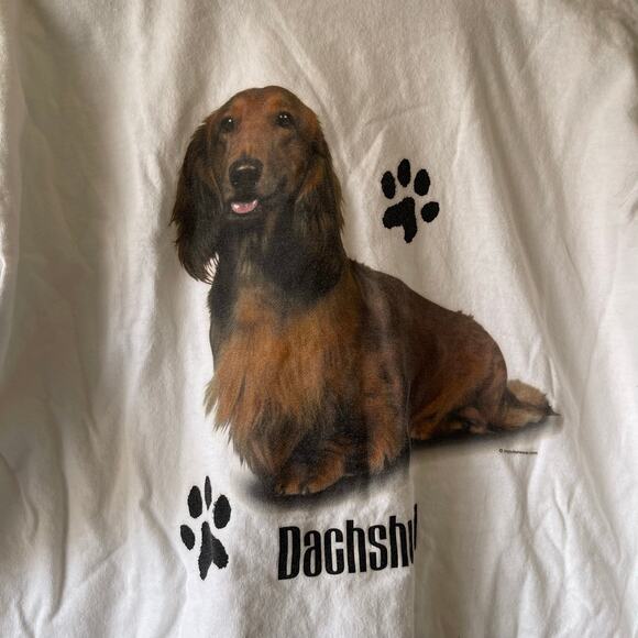 Y2k unisex dachshund printed white t shirt size xl - Picture 2 of 7